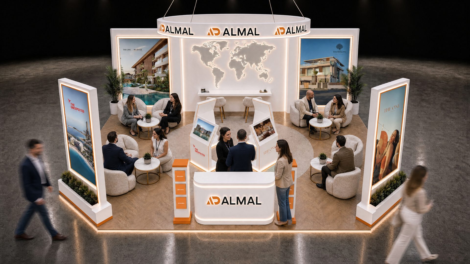 IPS exhibition booth with visitors for scale