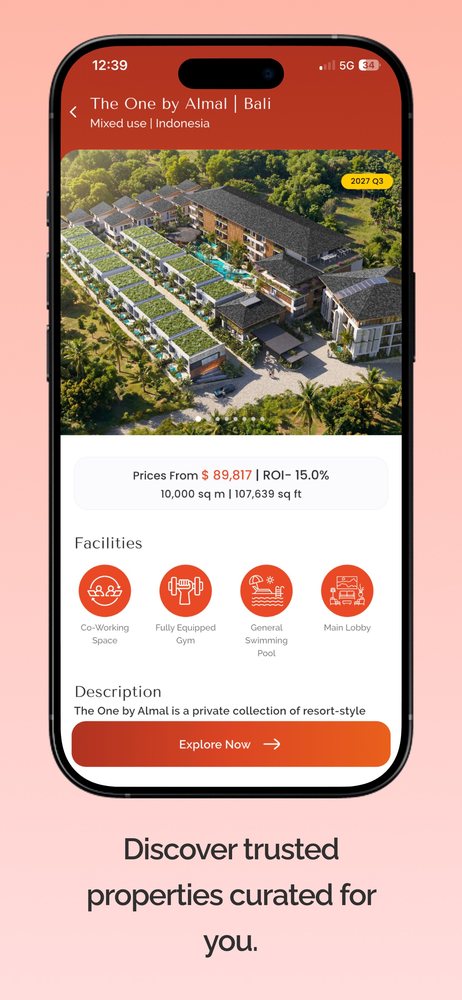 The One app — unit types with live pricing and publication status