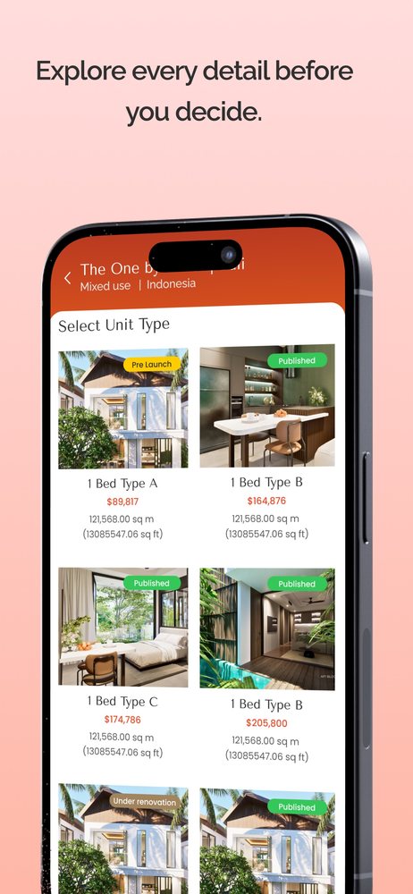 The One app — development detail, facilities, ROI, explore now