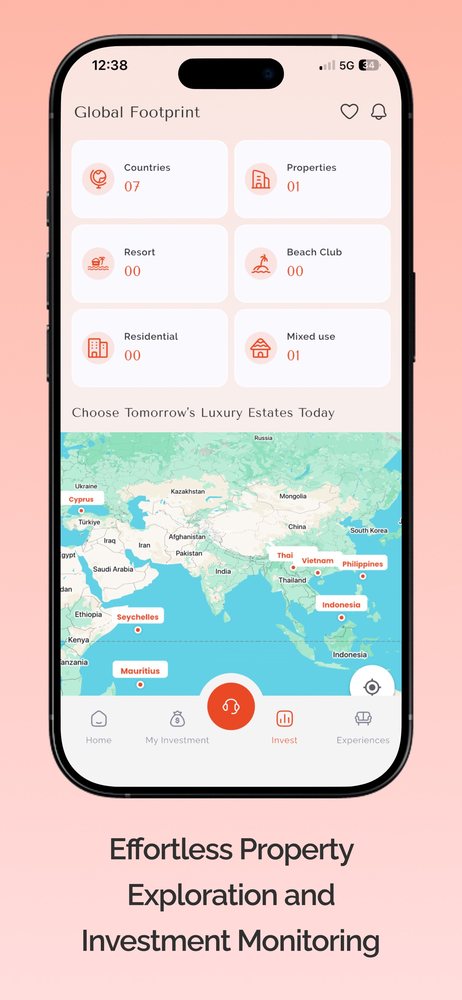 The One app — global footprint map across markets